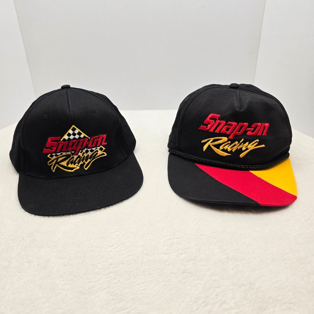 Snap On Racing Hat Lot Vintage Style Snapback Caps Black Red Rope